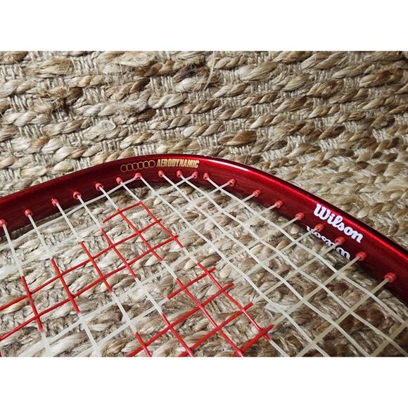 New! Vintage Wilson Staff Pro Mid Plus High Beam Series Red White Racket & Case - Picture 4 of 8